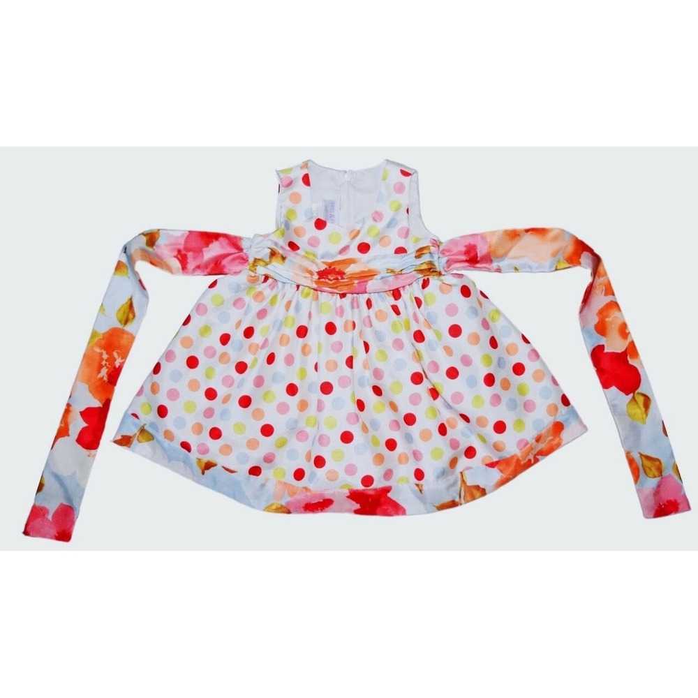 Iris & Ivy Girls 12 Months White Floral Polka Dot Sleeveless Dress